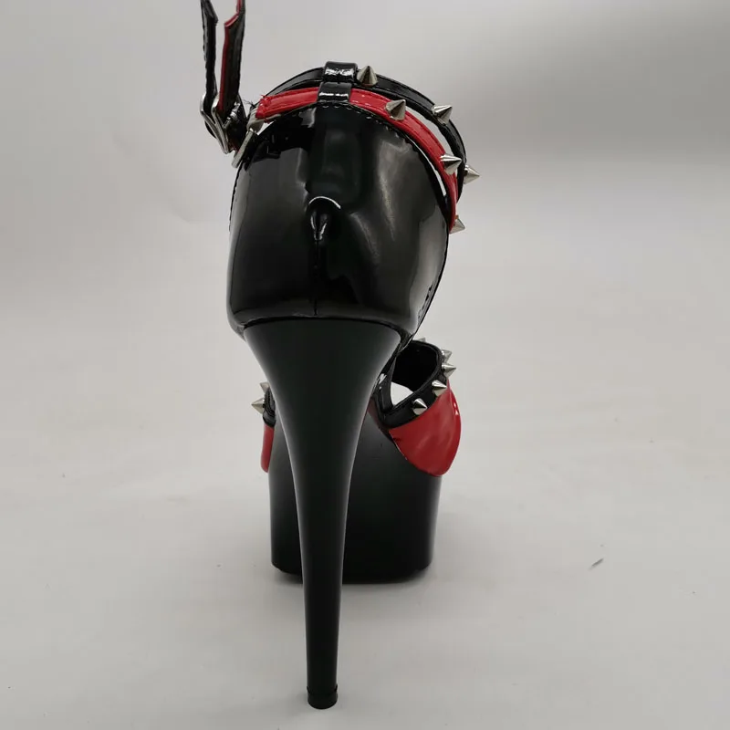 LAIJIANJINXIA Új stílus Nők Sandlas szegecs díszíti 15CM magas sarkú cipő szexi modell-t platform cipő rúdtánc cipő Kép 1