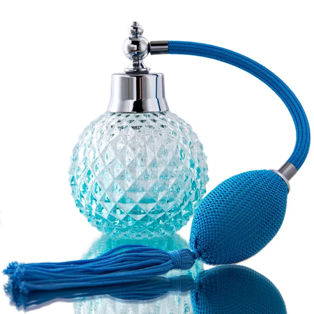 H&D Vintage Kék Üveg Üres Parfümös Üveg Arcszeszt Hosszú Spray Bojt Porlasztó Újratölthető Hölgy Ajándék, Luxus Sorozat 110ml Kép 1