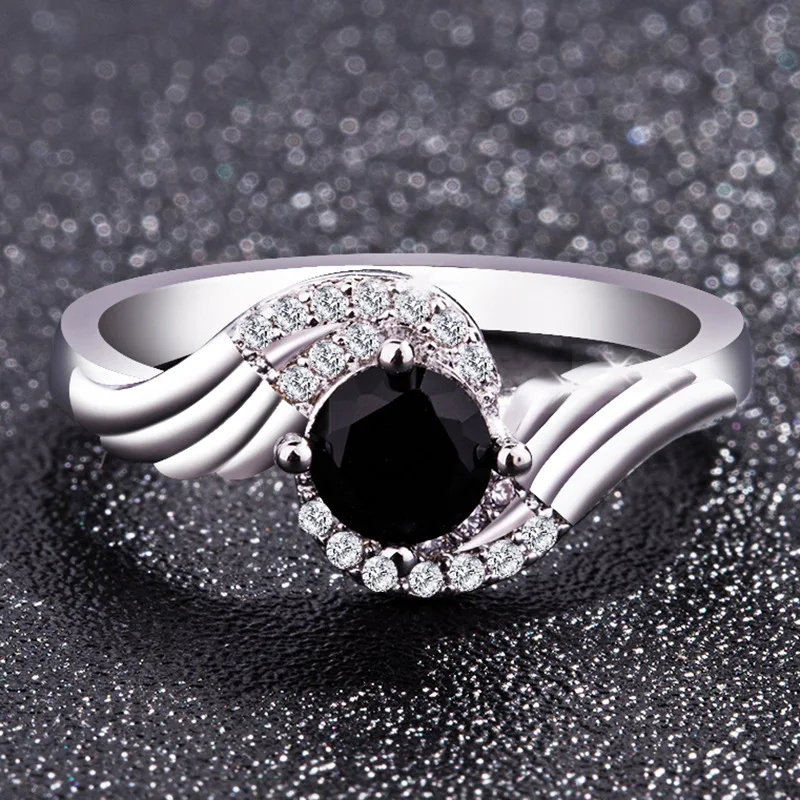 Egyedülálló Természeti Fekete Onyx Spinell Évfordulóján Gyűrű 925 Anillos Ezüst Gyűrű Kerek Vágott Kő Gyűrű Ékszer A Nők Kép 1