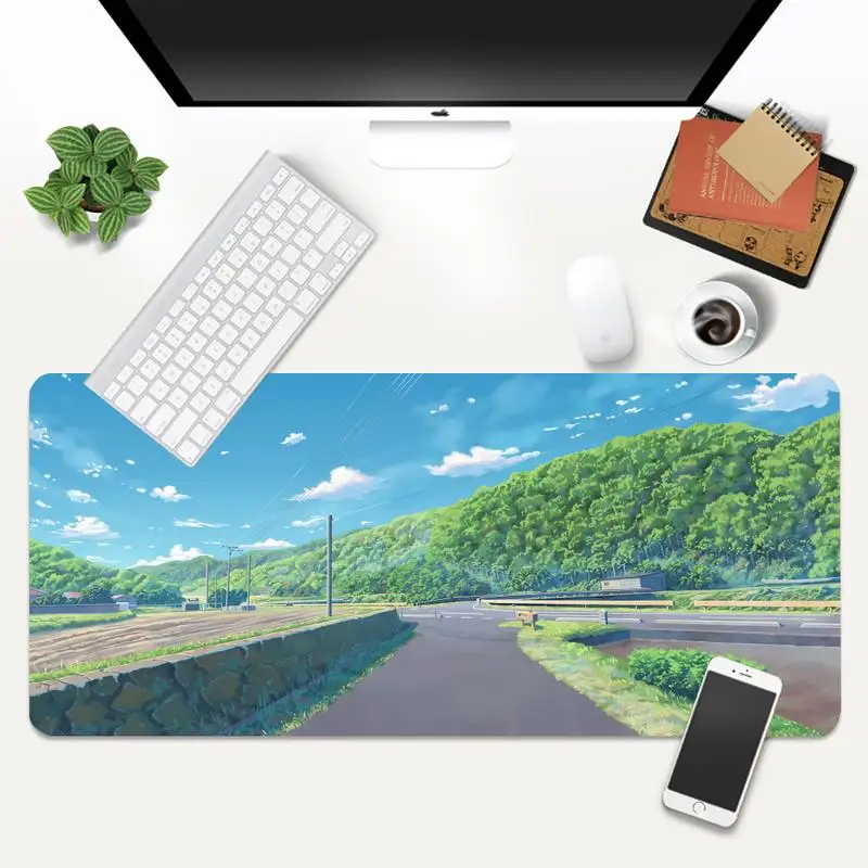 Anime táj Billentyűzetek Mat Gaming mousepad Asztal Mat Animáció XL Nagy Gamer Billentyűzet PC Pult Mat Takuo Tabletta Mousepads Kép 1