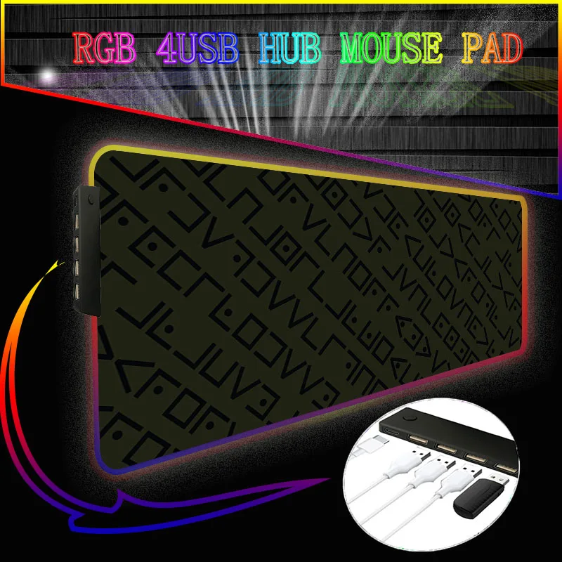 Textúra Háttér 4-Port USB Hub Mousepad Rgb Gaming Mouse Pad XXL LED Gamer Laptop Billentyűzet Szőnyeg Játék Tartozékok Asztal Mat Kép 1