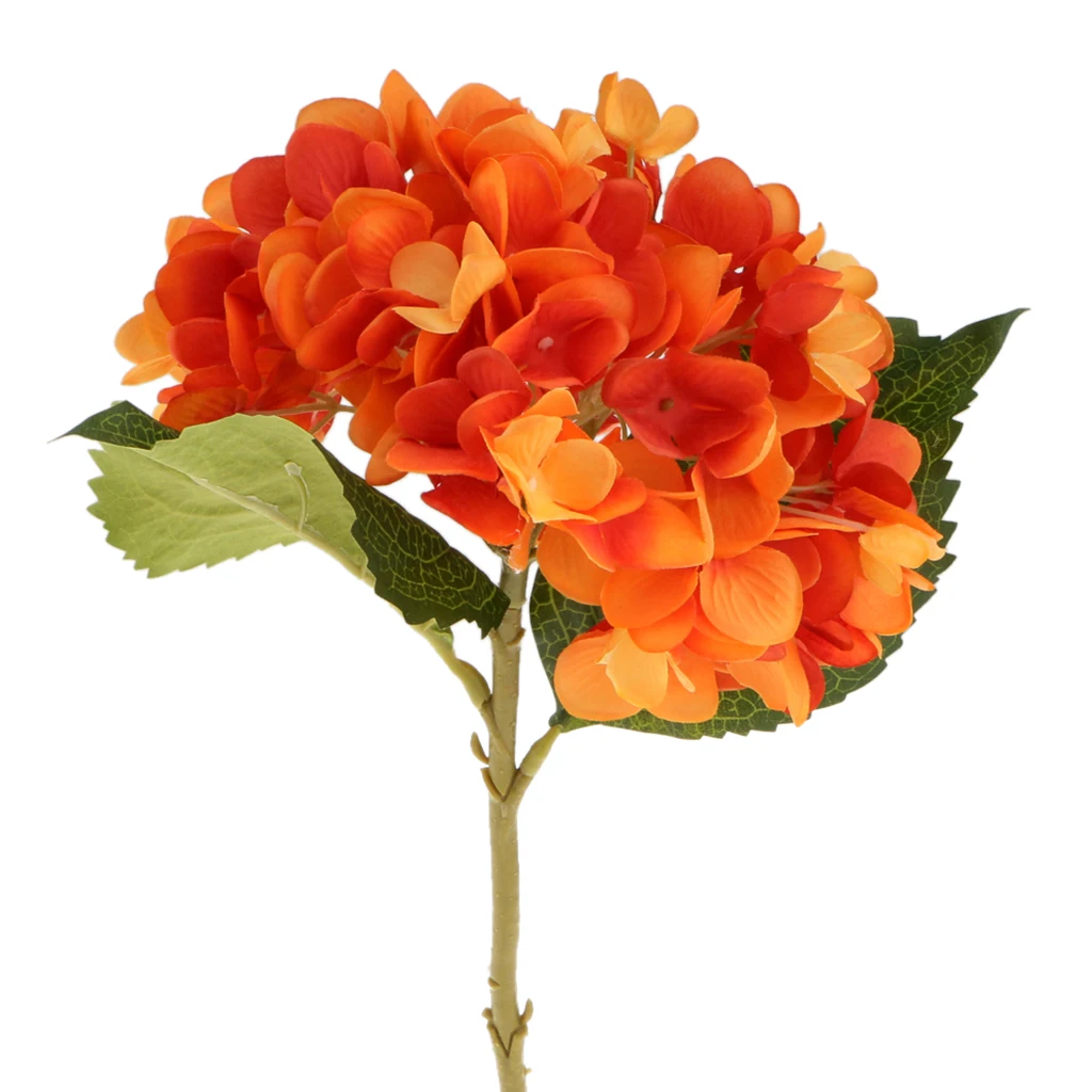 Mesterséges Selyem Rózsa, Hortenzia Virág, Csokor Haza Virágos Asztal Dekoráció Narancs Kép 2