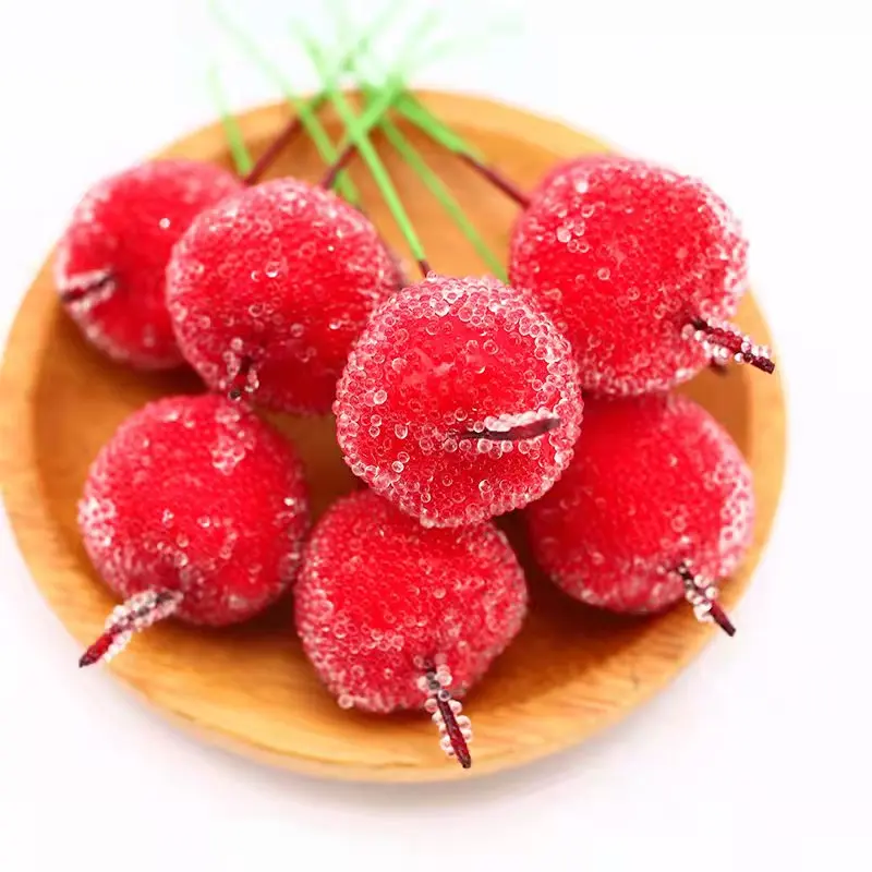 30db 2 cm Mini, az Apple Hamis Gyümölcs üveg Bogyók Mesterséges gránátalma piros cseresznye Csokor Stamen Karácsonyi Apple Dekoratív Kép 2