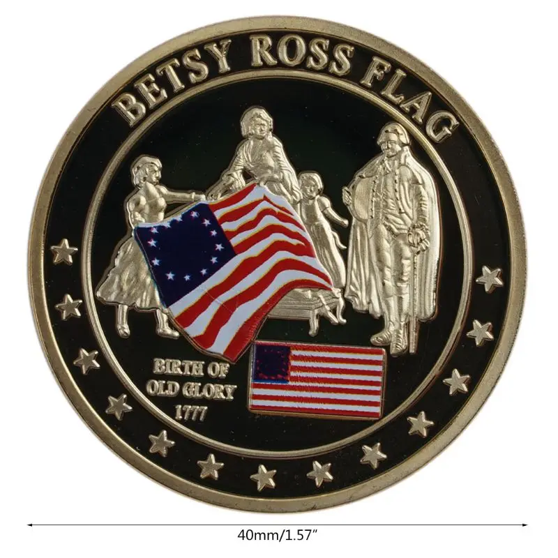 Betsy Ross Zászló Emlékérme Szuvenír Kihívás Gyűjthető Érme Gyűjtemény Art Kézműves Ajándék Kép 2