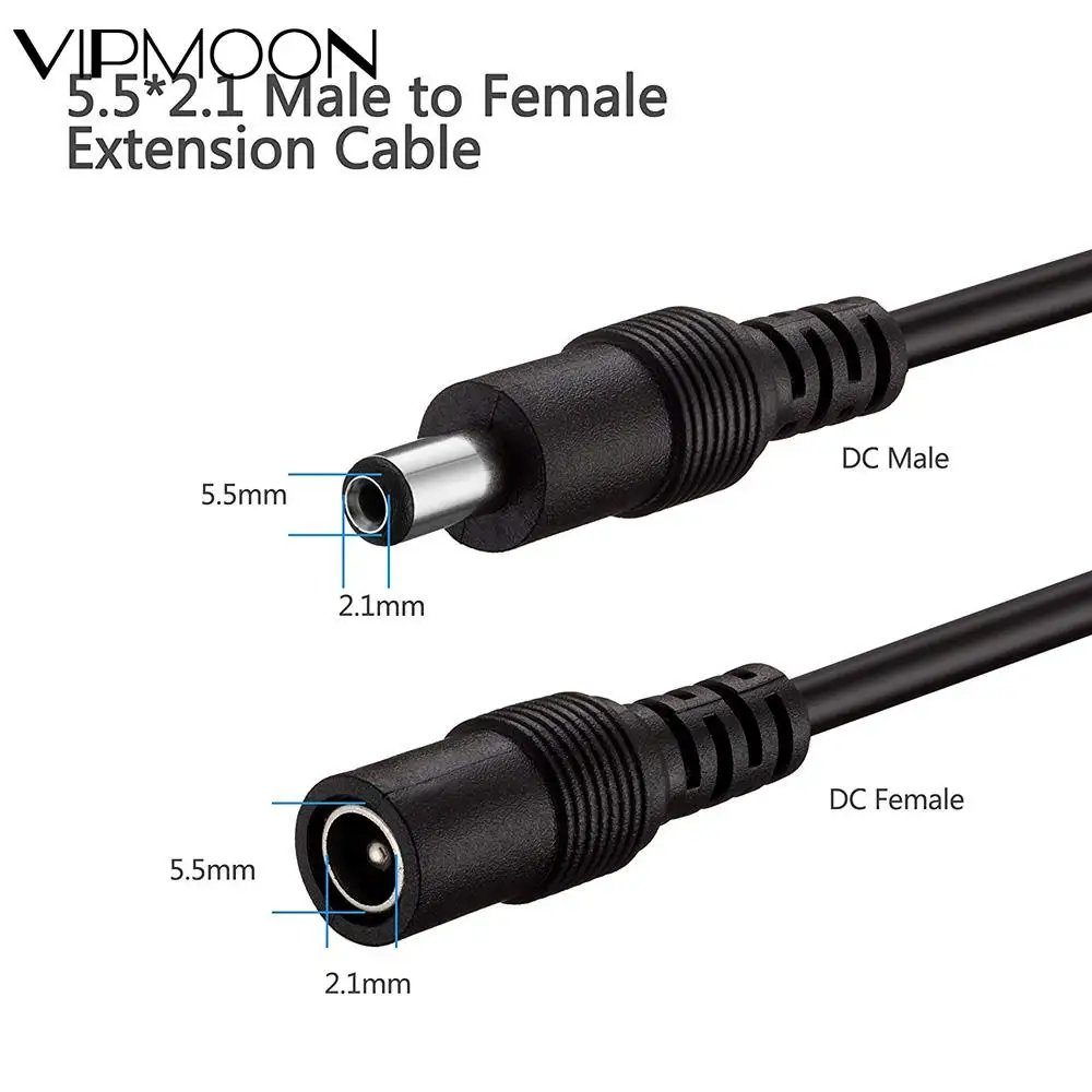 12V-os Hosszabbító Kábel 5.5*2.1 mm-es Férfi Nő hálózati Kábel 1M 2M 3M 5M-10M DC Csatlakozó LED Szalag Lámpa Adapter CCTV Kamera Kép 2