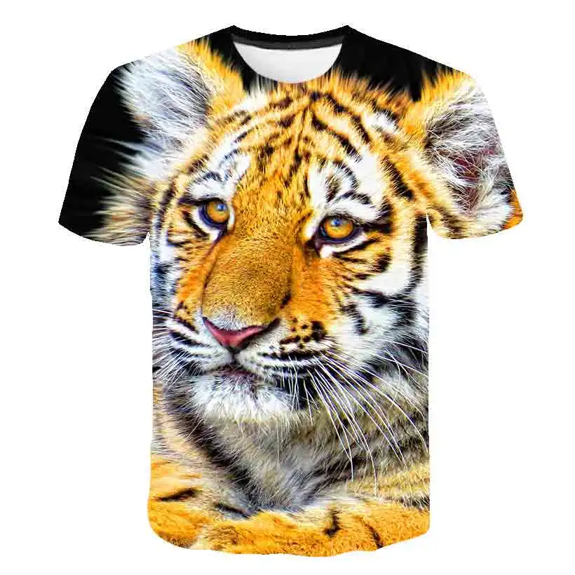 Nyáron a Gyerekek 3D-s Rövid Ujjú Szabadidő Tigris póló Állat a Tigris Nyomtatott Fiúk Lányok Tigris póló, Gyerek Divat Tigris Tshirt Kép 2