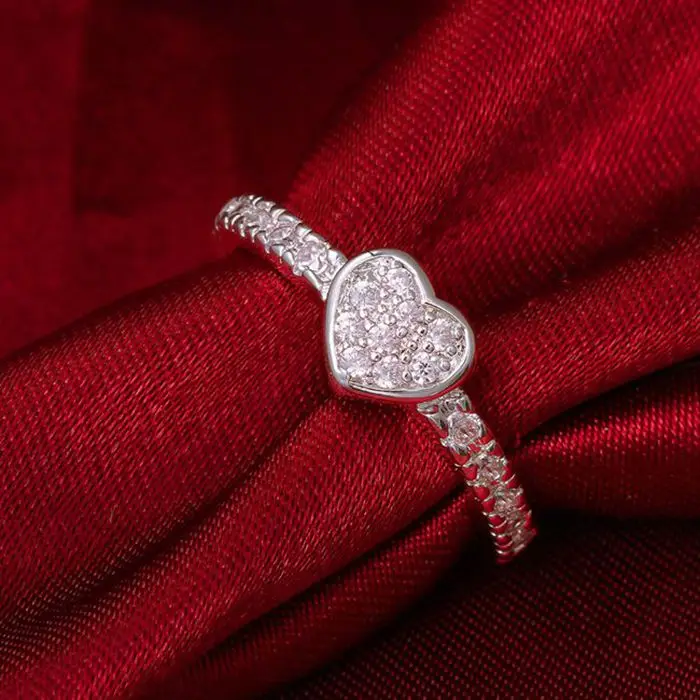 Gyűrű Ezüst Bevonatú Gyűrű Ezüst divat ékszerek, gyűrű, gyári ára intarziás kő egyetlen Szív Gyűrű /WIDJBSBF HBPYISLSR161 Kép 2