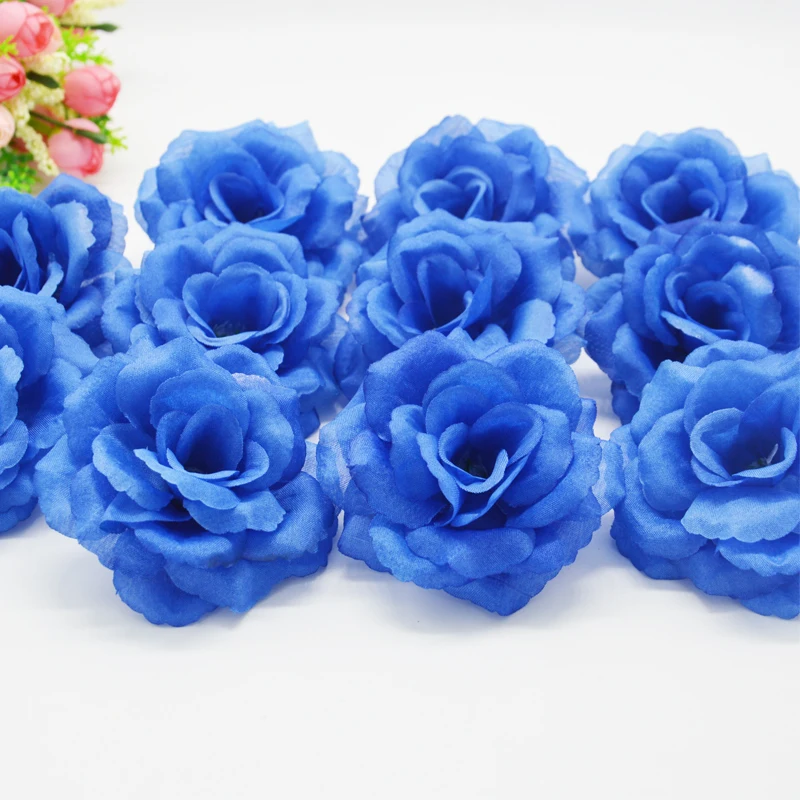 Yoshiko 10db Ruhával Navy Blue Rose művirágok DIY Dekoratív virág, Koszorú, Virág, Csokor, Botok, Virágos Ágak Kézműves Kép 2