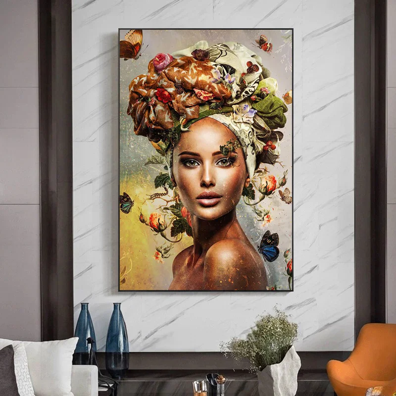 Retro Nő a Virág, Poszterek, Nyomatok, Absztrakt Vászon Festmény Modern Wall Art Képek Nappali lakberendezés Lány Quadros Kép 2