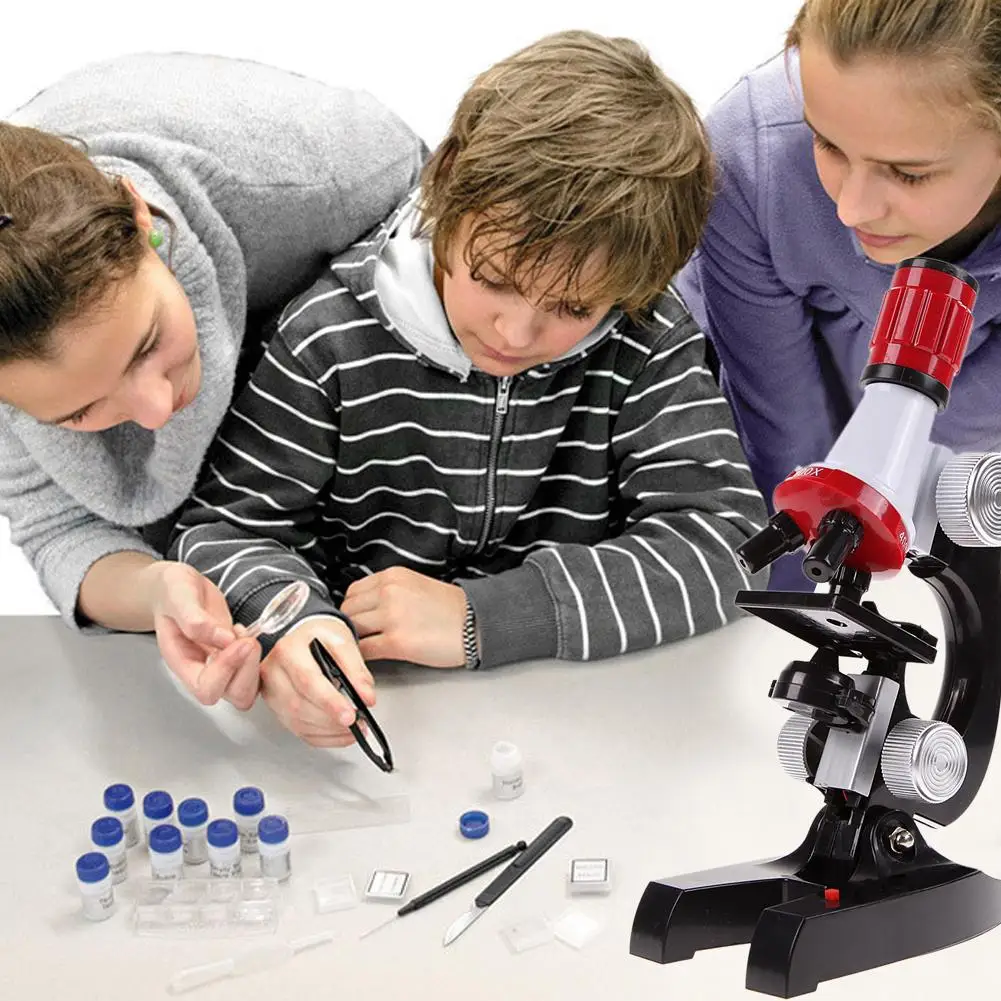 A gyerekek Mikroszkóp Készlet Labor LED 100-1200X Biológiai Mikroszkóp Haza Iskolai Oktatási Játékok, a gyerekek Optikai Eszközök Kép 2