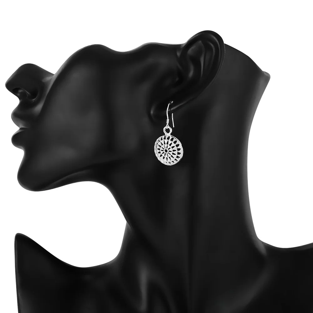 925 Sterling Ezüst Fülbevaló temperamentum Női Retro Kör alakú fülbevaló Karácsonyi Ajándékok Utca összes mérkőzés Ékszerek Kép 2