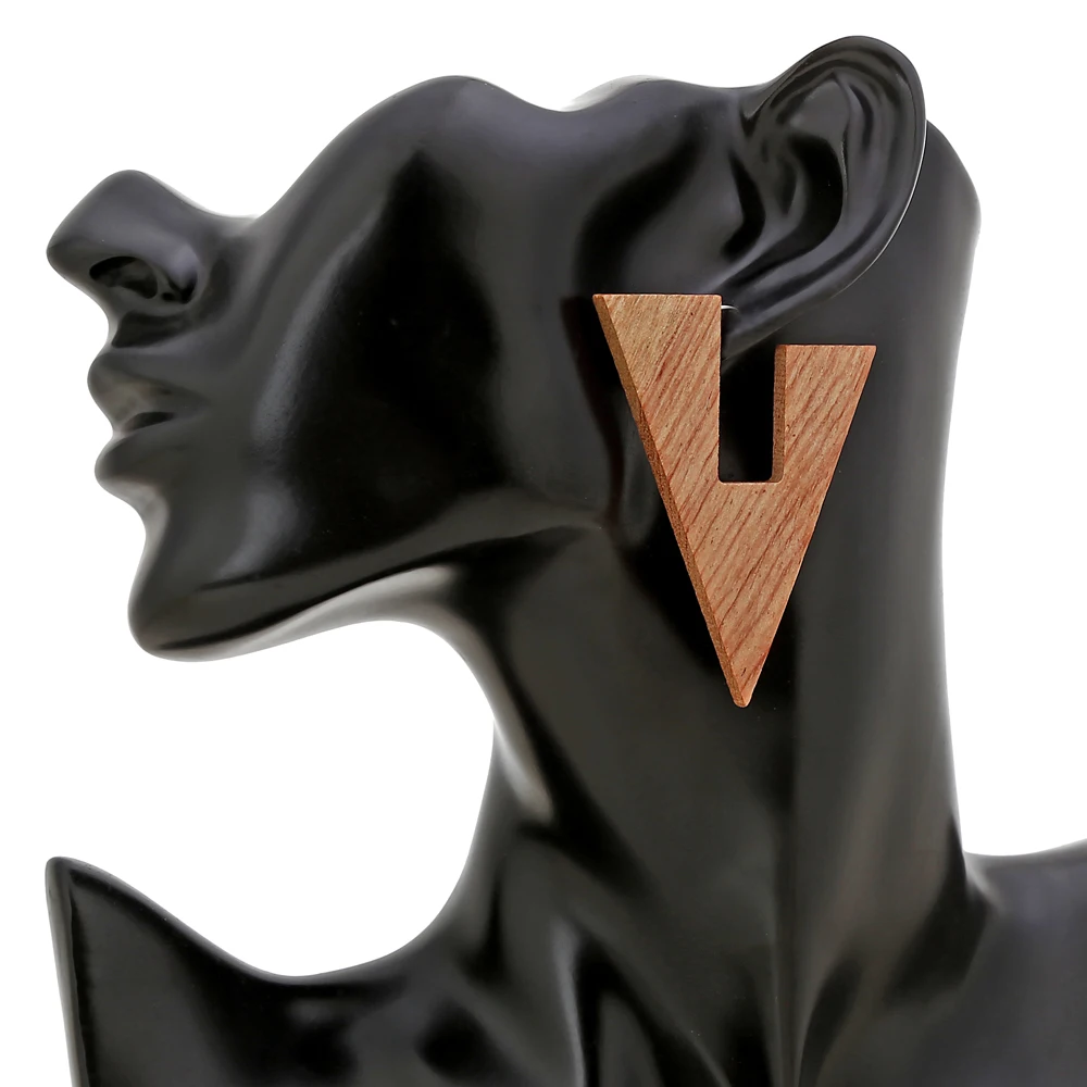 YAOLOGE Évjárat Elegáns, Természetes Fa Karika Fülbevaló Női Divat Bohém Geometriai Háromszög Csepp Fülbevaló Parti Ékszer Kép 2