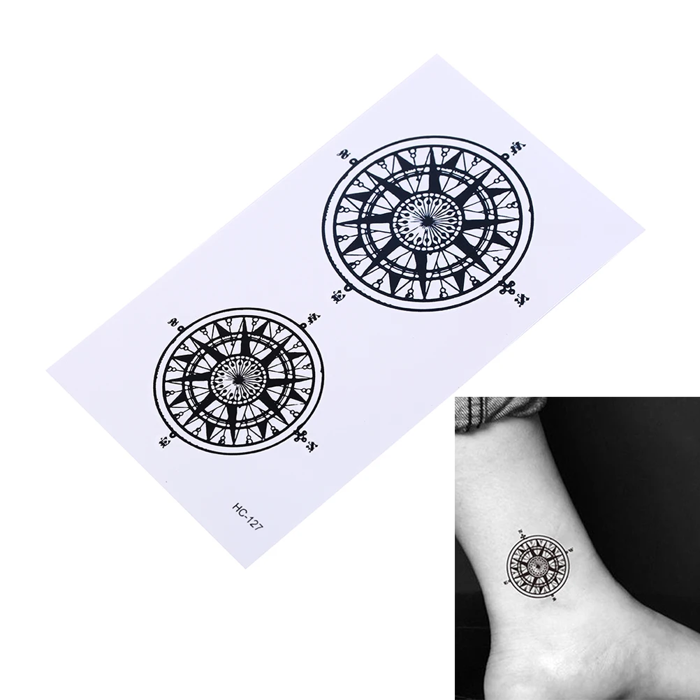 Fekete Butler Szerződés Szimbólum Iránytű Tatto Matricák Flash Tetoválás Hamis Tetoválás A Férfiak A Nők Vízálló Ideiglenes Tetoválás Matrica Kép 2