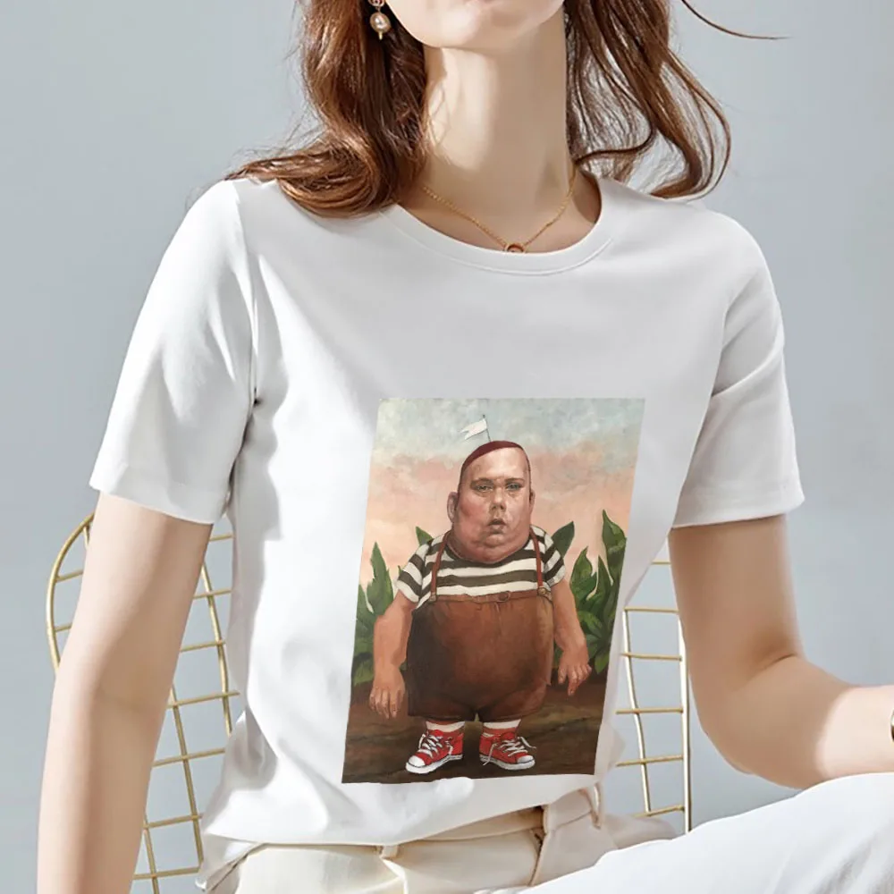 Nyári Női póló, Alkalmi Basic póló, Vicces, Kreatív Híres Festmény Minta Nyomtatás O-nyak Vékony Ingázó Rövid Ujjú Kép 2