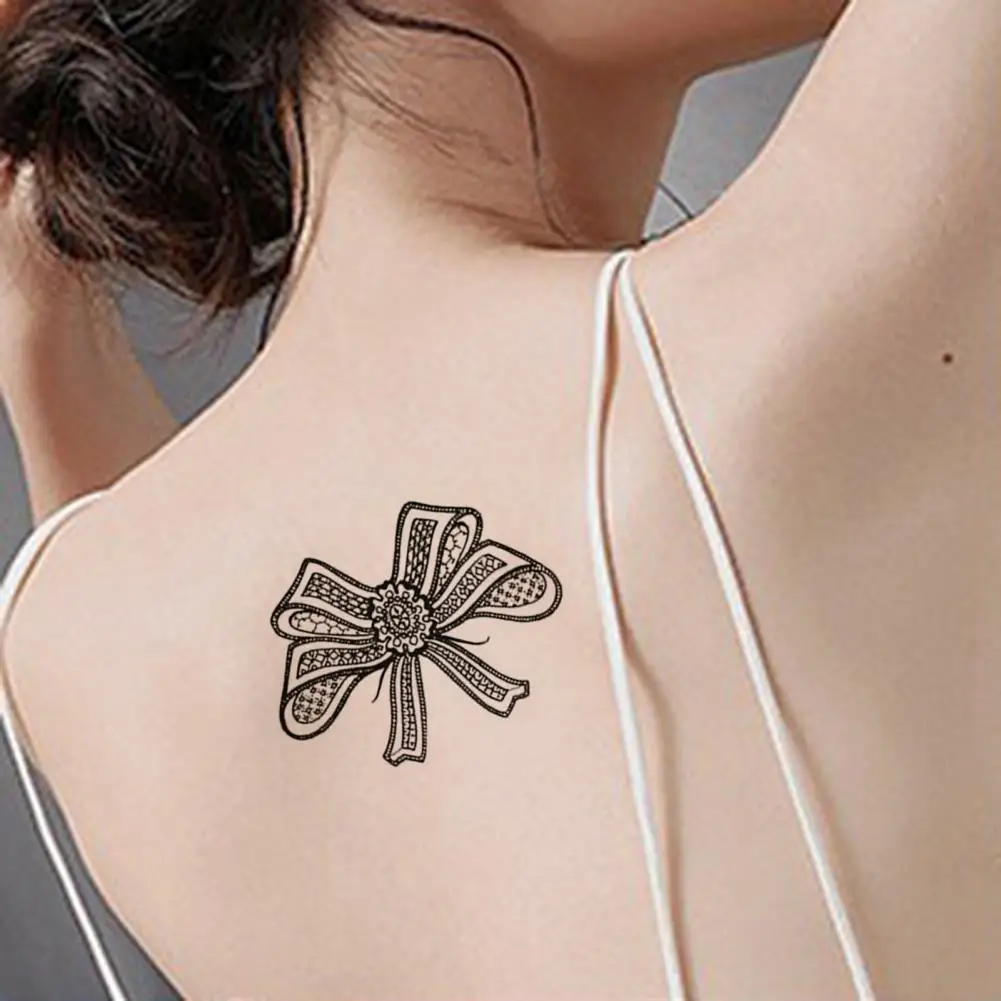 Test Tetoválás Elegáns Ártalmatlan Élénk, Tiszta Kép Fekete-Fehér, Csipke Ideiglenes Tetoválás Matrica Felnőtt Nők Kép 2