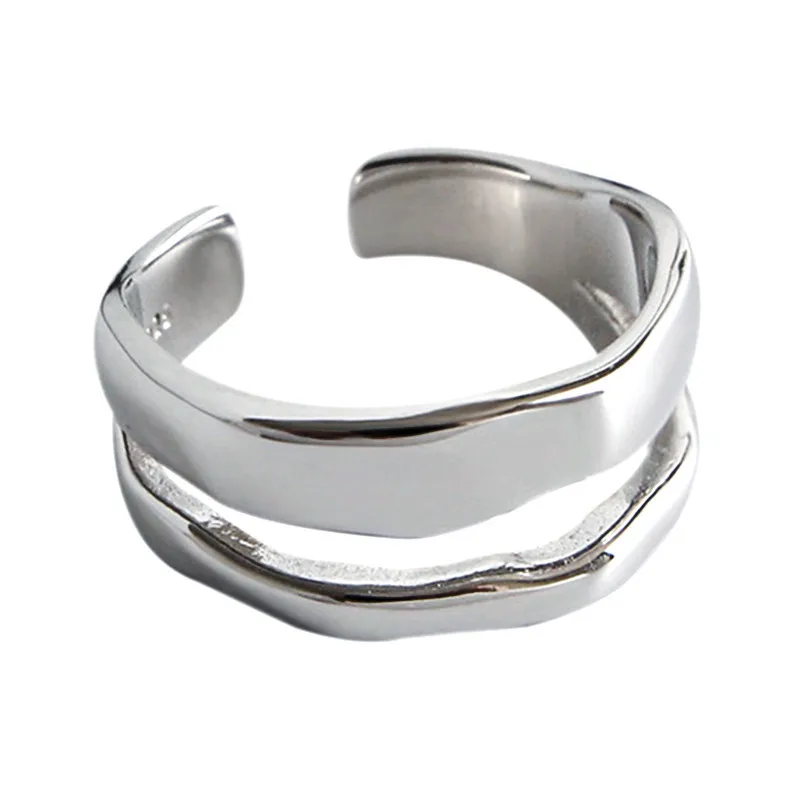 Egyszerű Stílusú Ezüst Színű Geometriai Szabálytalan Gyűrűk Nők Ajándékok Nagy Állítható Ujj Gyűrű Kép 2