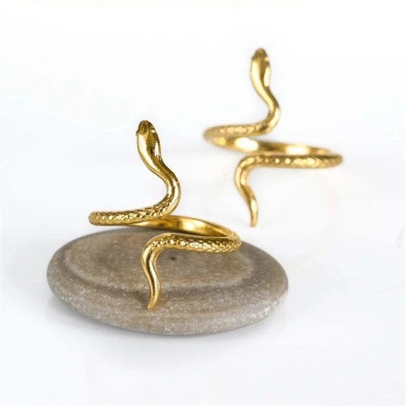 A nők Egyszerű Kígyó Gyűrű Nyitó Állítható Állat Gyűrű Női Esküvői Buli Bohém Női Ajándék Kép 2