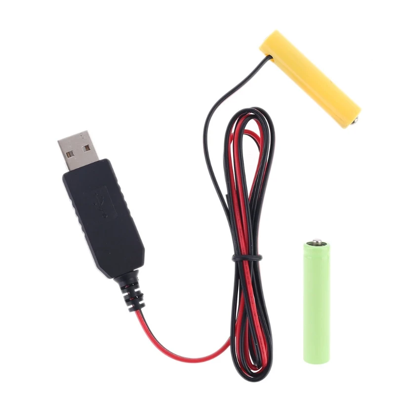 W3JB Egyetemes LR03 AAA Akkumulátor Eliminator 2m USB-hálózati Kábel Cserélje 1. 4db AAA méretű, 1,5 V-os Akkumulátor Elektromos Játék Óra Kép 2