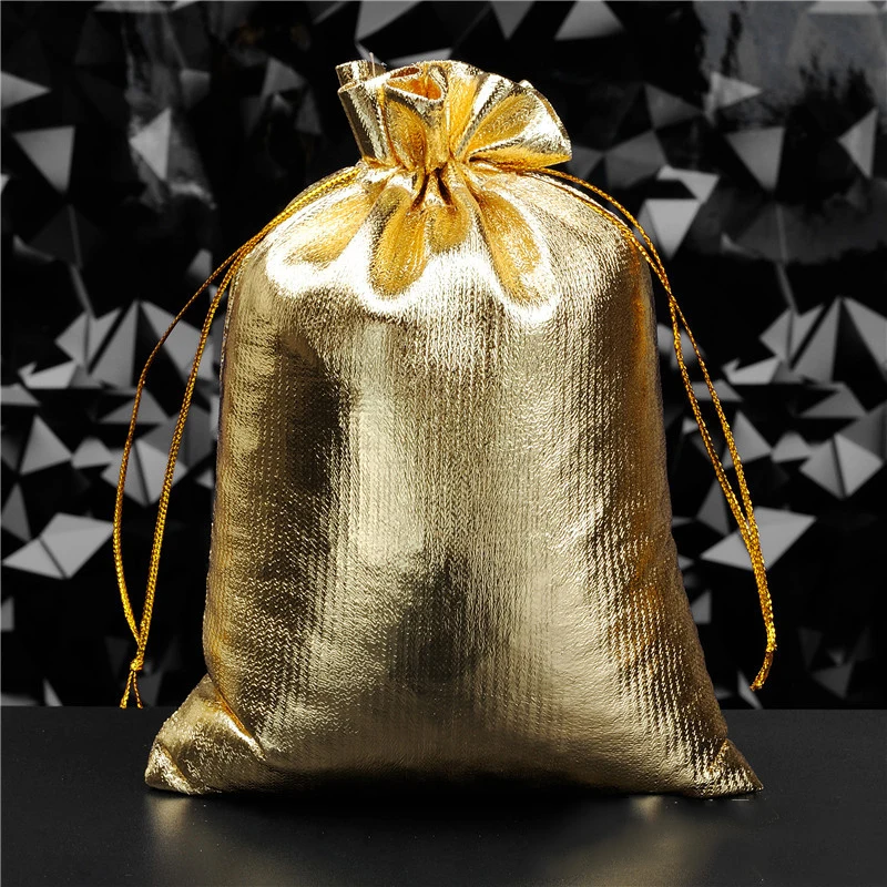 10db Ezüst/Arany Színű, Állítható Húzózsinórral Organza Ékszerek Packaing Ajándék táska Tok Karácsonyi Esküvő Nagykereskedelmi Üzleti Kép 2