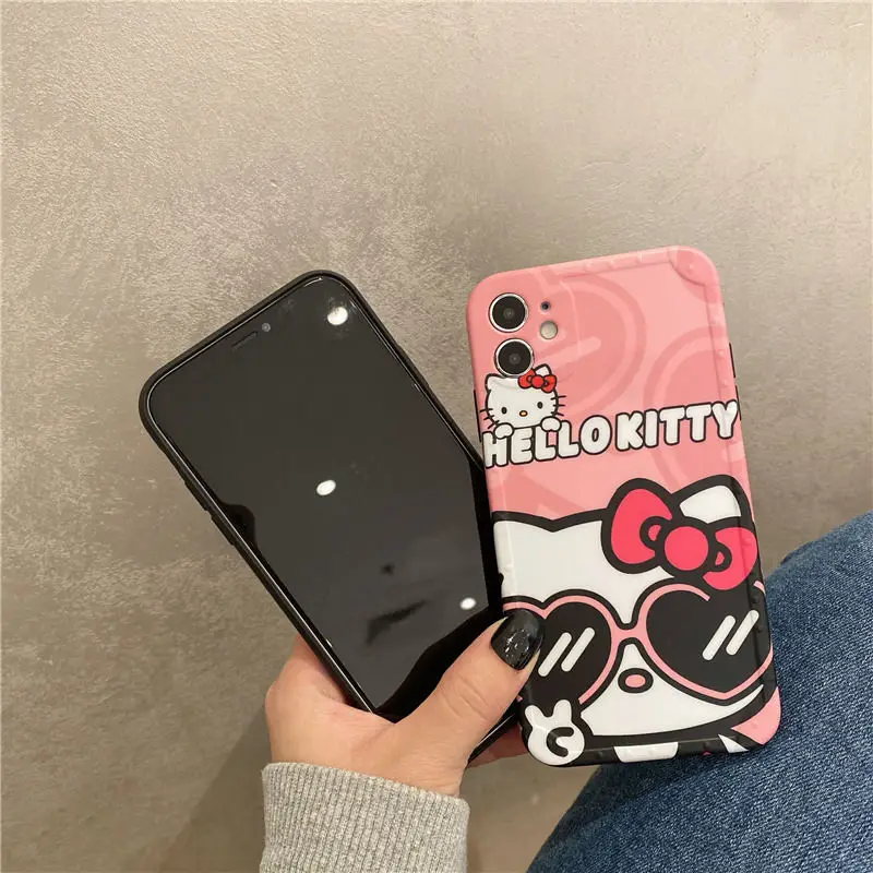 Hello Kitty Telefon tok iPhone 7/8P/X/XR/XS/XSMAX/11/12Pro Telefon Aranyos Rajzfilm Lány Szíve burkolata Kép 2