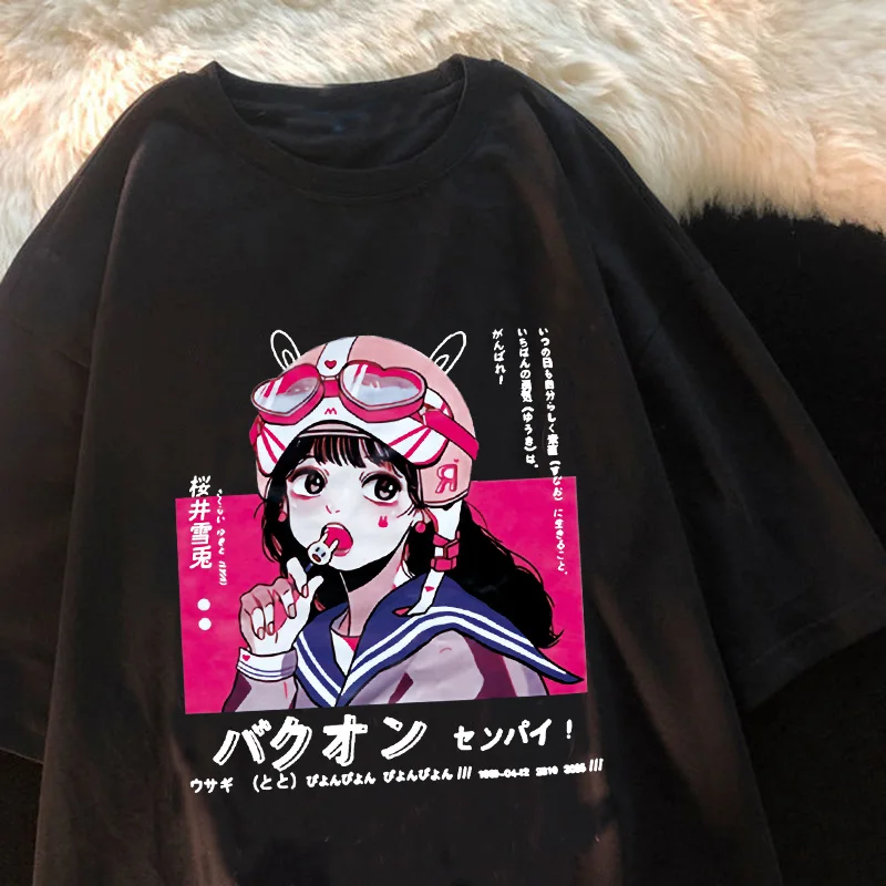 Gót Anime Tshirt Tee Esztétikai Női póló Punk Grunge Streetwear Hölgyek Gótikus Felső Manga Póló Harajuku Ruhát Y2k Női Kép 2