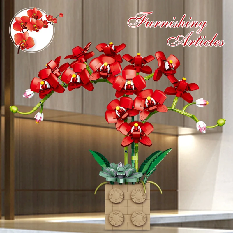 Építőkövei Orchidea Sorozat Bonsai Lány Virágot Felnőtt Virágkötészeti Közgyűlés Játékok, Ajándékok, Díszek Kép 2