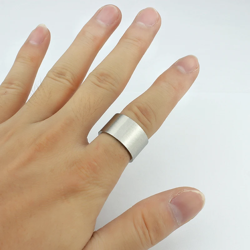 Matt szélesség 12 mm 316L rozsdamentes acél gyűrű női esküvői gyűrű finom ékszerek titán-acél punk gyűrű Kép 2