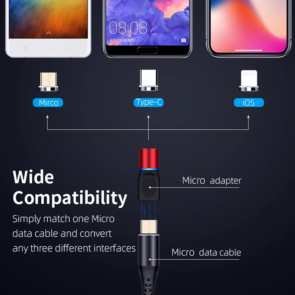 5A Mágneses Adapter Micro USB-C Típusú Mágnes Plug iPhone 13 Pro Max Huawe Xiaomi Samsung Android Csatlakozó IOS Interfész Csatlakozó Kép 2