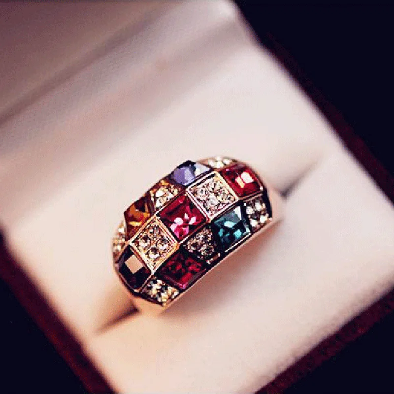 1 színes luxus kristály női bankett ruha, gyűrű, gyűrűk Kép 2