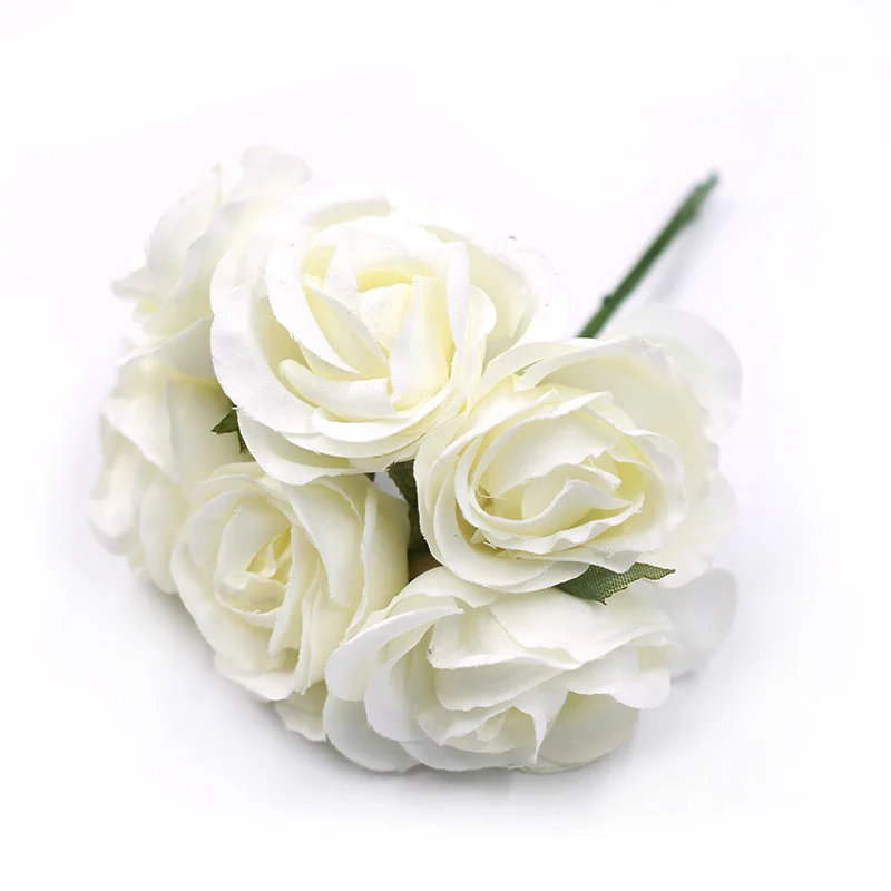 6db/sok Mesterséges Virág 4cm Selyem Rózsa Csokor Esküvő lakberendezési DIY Koszorú Scrapbook Ajándék Doboz Virág Kép 2