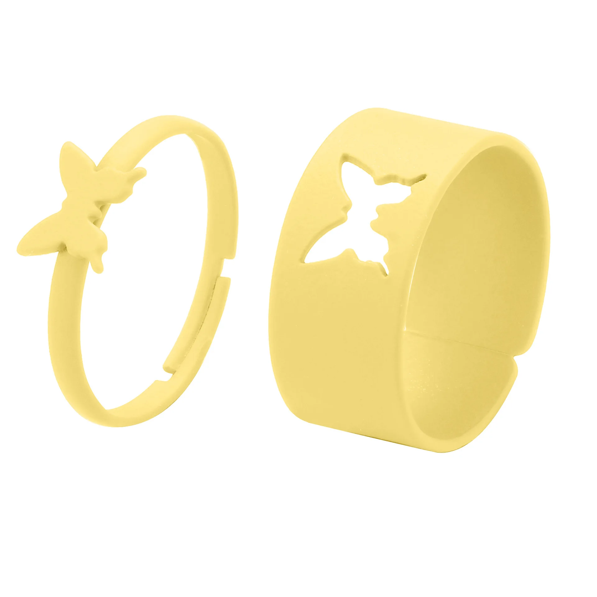 Macaron, Színes Pillangó Gyűrű A Nők A Férfiak Szerető Pár Gyűrű Készlet, Állítható Nyílt Gyűrűk Trend Divat Esküvő Ékszer Anillos Kép 2