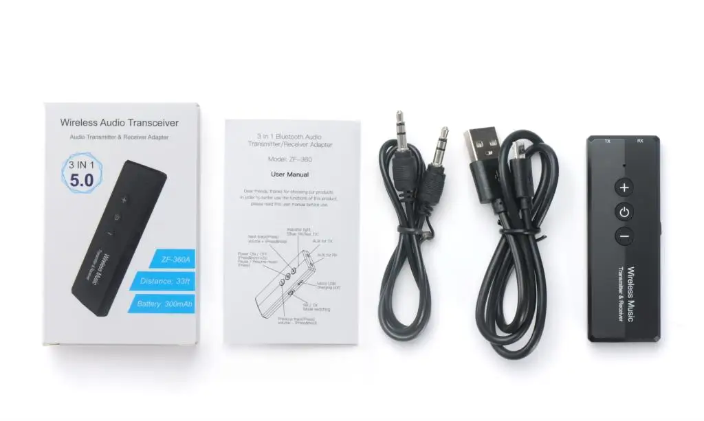 ZF-360 3 az 1-ben Vezeték nélküli Bluetooth-V5.0 Audio Adapter+ EDR USB Adó-Vevőt A Számítógép-Home TV Fejhallgató PC Autó Kép 2