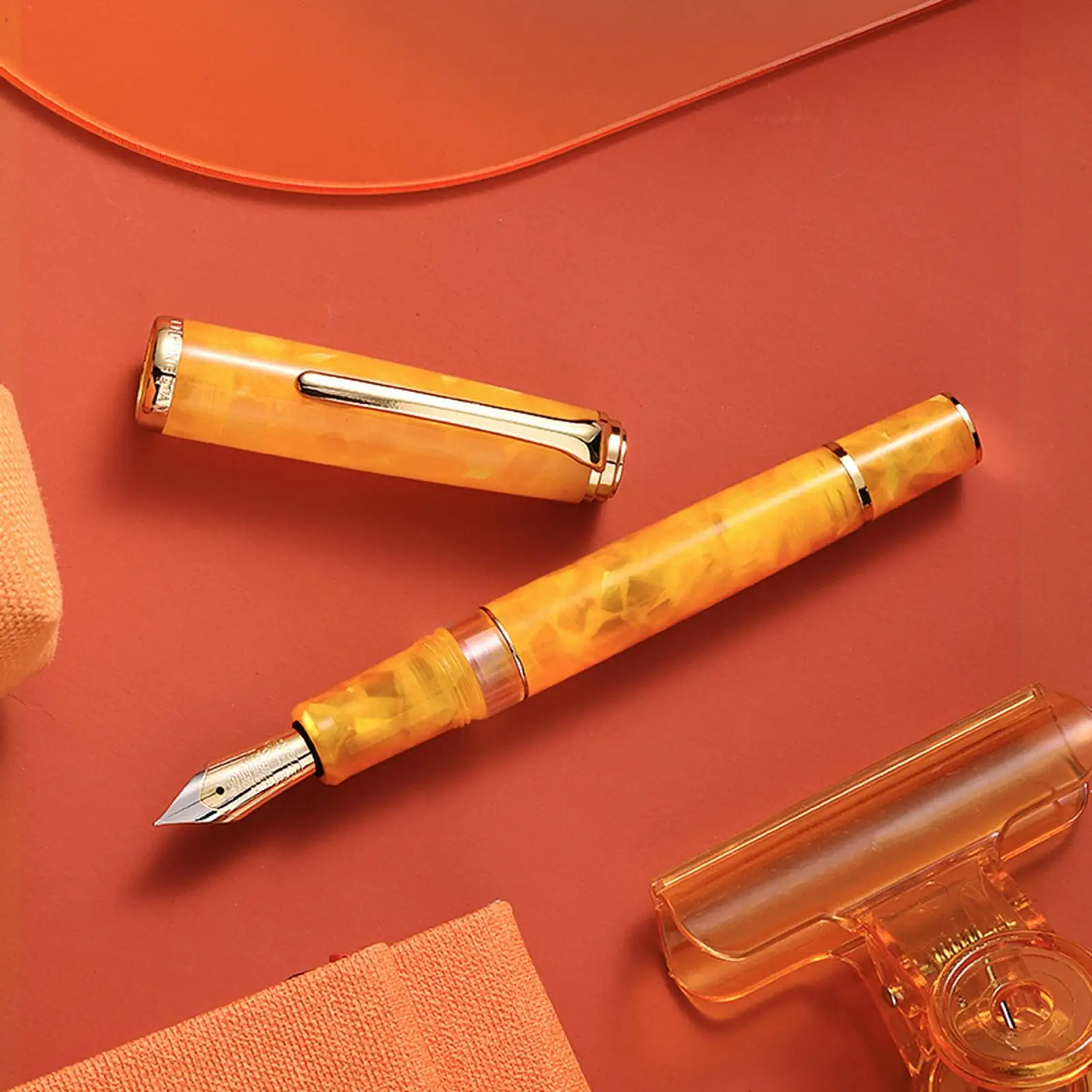 Hongdian N1S töltőtollat, dugattyús akril gyanta toll kalligráfia kitűnő tanuló üzleti, irodai ajándék retró tollak 0.5 mm-es EF nib Kép 2