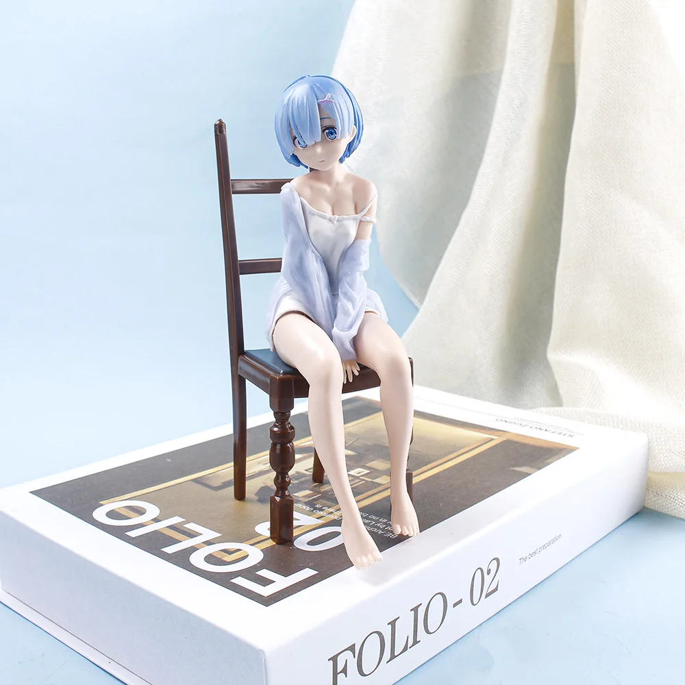 Anime Rem Re:Élet egy más világ, nulla Ver a Székben Ülő testtartás Figura 17cm dekoráció PVC Modell Játékok, Ajándékok Kép 2
