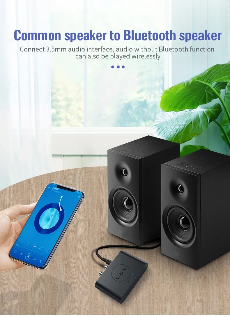 Bluetooth 5.0 Audio Receiver U Lemez RCA, 3,5 mm-es 3.5 Jack AUX Sztereó Zene Vezeték nélküli Adapter a Mic Autóskészlet Hangszóró, Erősítő Kép 2
