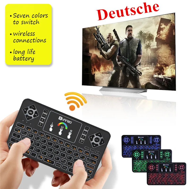 Multi-nyelv Mini Vezeték nélküli Billentyűzet-vezeték nélküli Távirányító Touchpad Android TV X96 A xiaomi Doboz XBOX 360, PS3, stb Kép 2