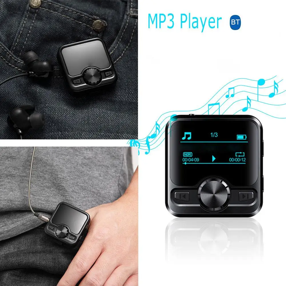 Mini Hordozható JNN M9 HIFI Sport Bluetooth 4.2 MP3 Lejátszó 8G 16G Hifi MP3 Rádió Átjátszó 1.2 Hüvelykes Kijelző Kép 2