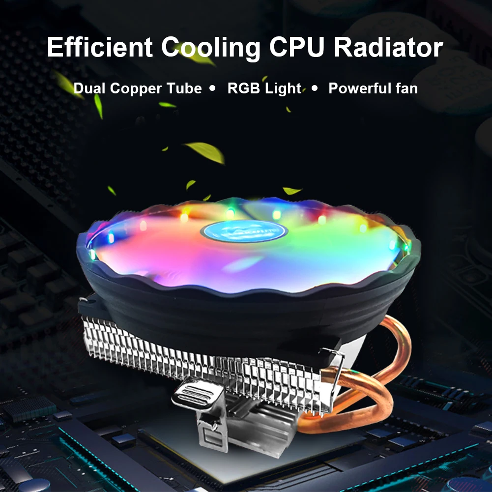 2 Hő Csövek CPU-Hűtő RGB 120mm Ventilátor, Low Profile Számítógép Levegő Hűtő Radiátor az AMD AM3+ AM2 AM3+ AM2 FM2 FM1 LGA Socket Kép 2