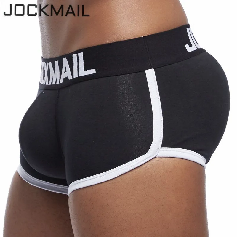 JOCKMAIL márka dudor növelése férfi fehérnemű boxer alsót Mágikus Fenék tartalmazzák első +Hátsó Hip Dupla Kivehető Push-Up Kupa Kép 2