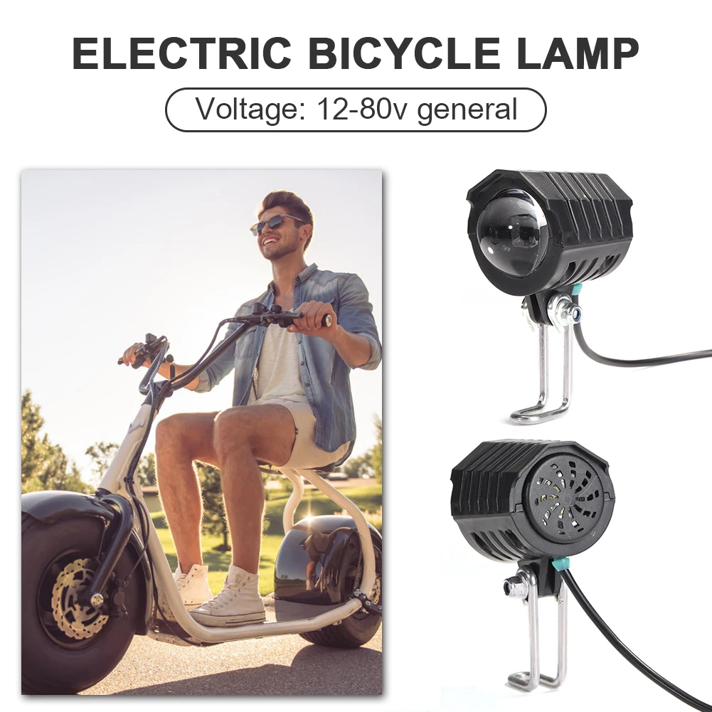 E-Bike Fényszóró 12V 24V 36V 48V 60V 72V Elektromos Kerékpár LED-es Első Lámpa Elektromos Kerékpár Lámpa Vízálló Fényszóró Kürt Készlet Kép 2