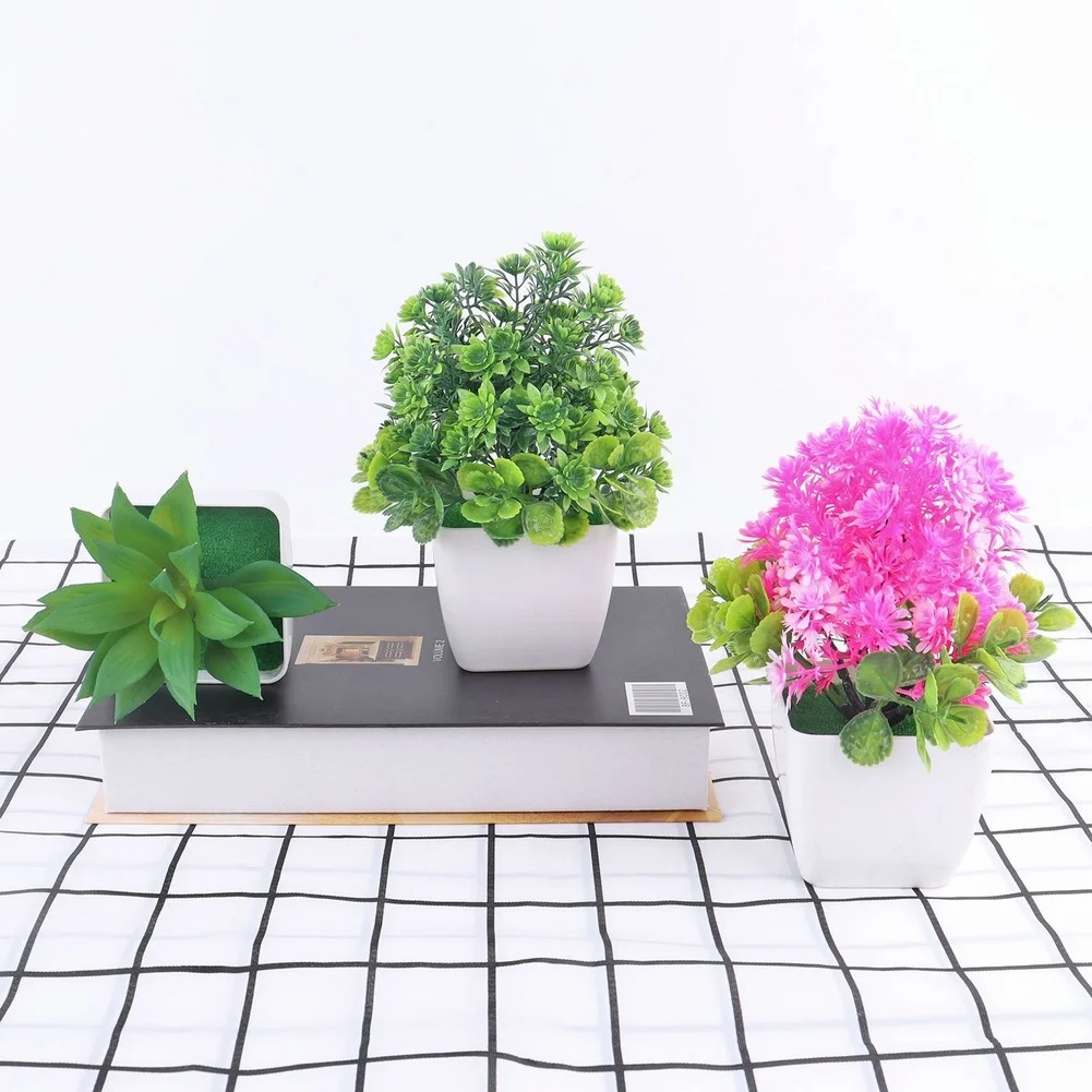 Mini Dísz Virágok, Növények Bonsai Kis Szimulált Fa Cserepes Növények Hamis Irodai Asztal Cserepes Otthon Kert Dekoráció Mesterséges Kép 2