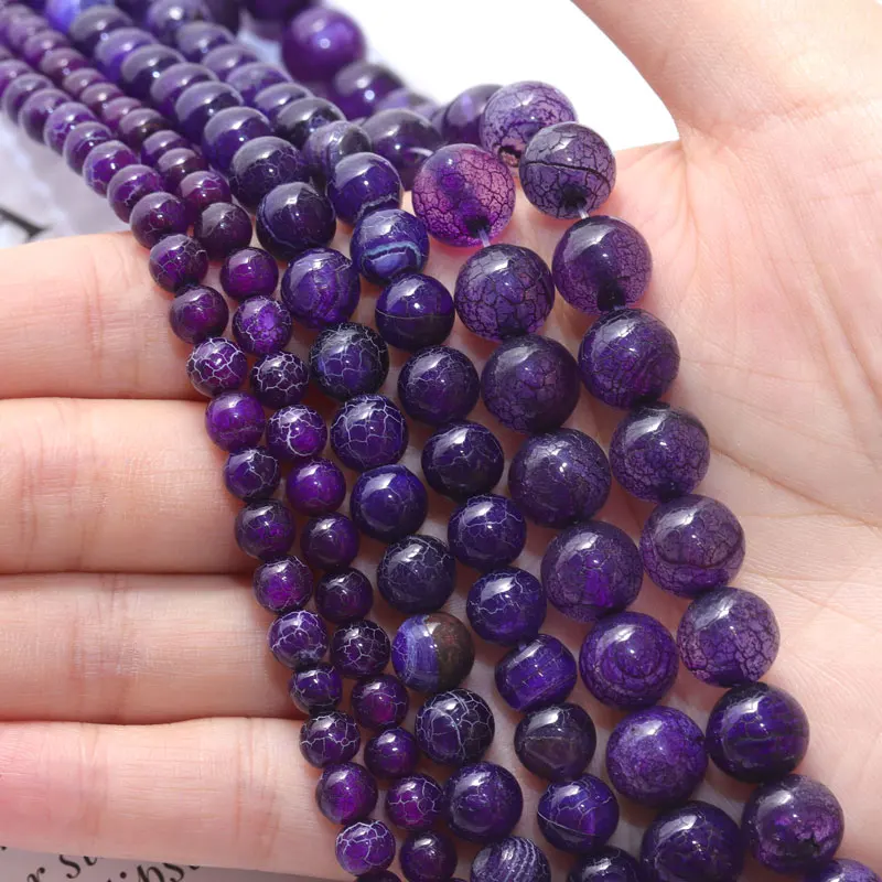 Ez Természetes Moire mintázat Vénák achát 6-10mm lila Kő Agates drágakő, gyöngy ékszerek készítése Kép 2
