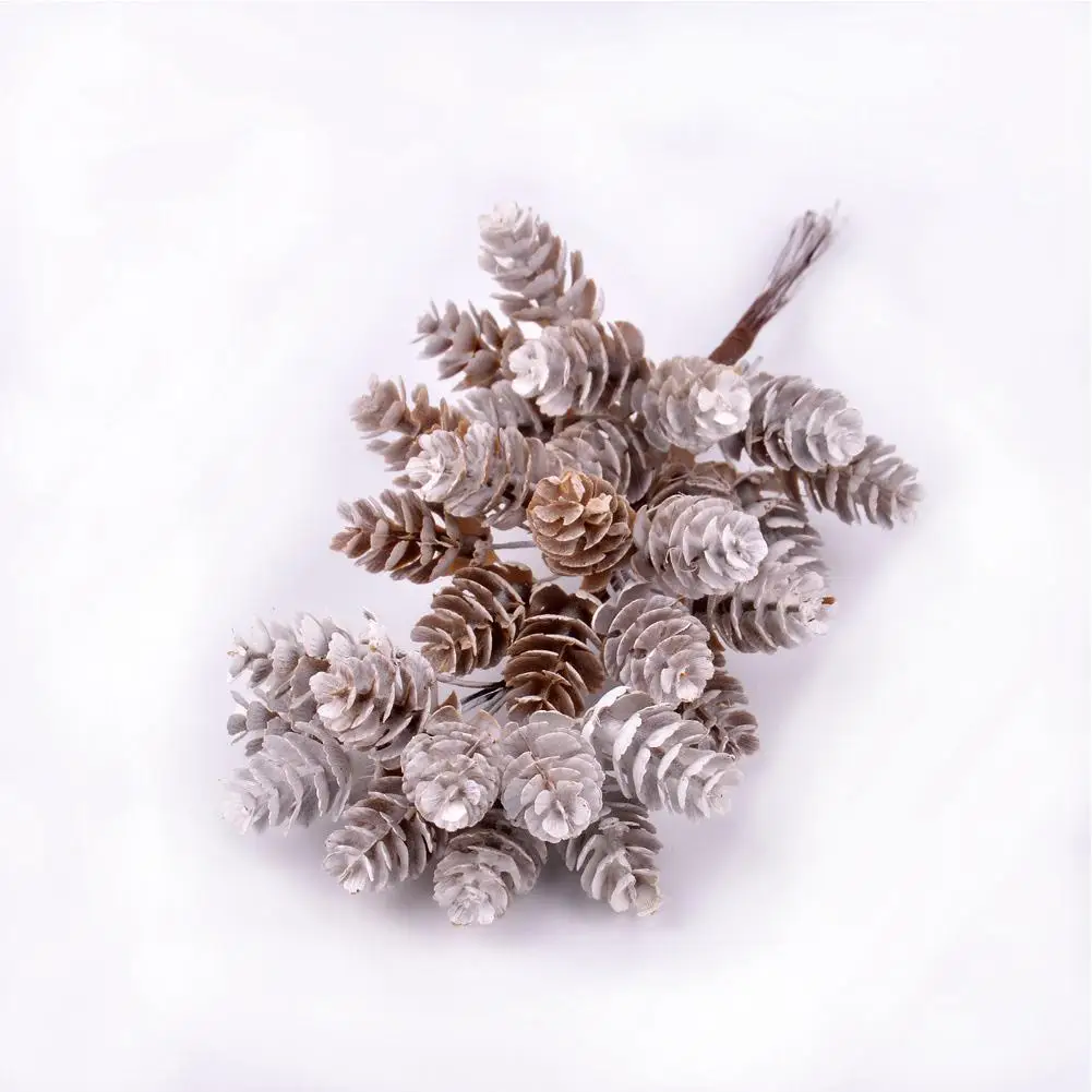 10db Hamis Növények Mesterséges Fenyő Toboz Csokor Virágot Karácsonyi Koszorúk Dísz, Szárított Virág Haza Party Esküvői Dekoráció Kép 2