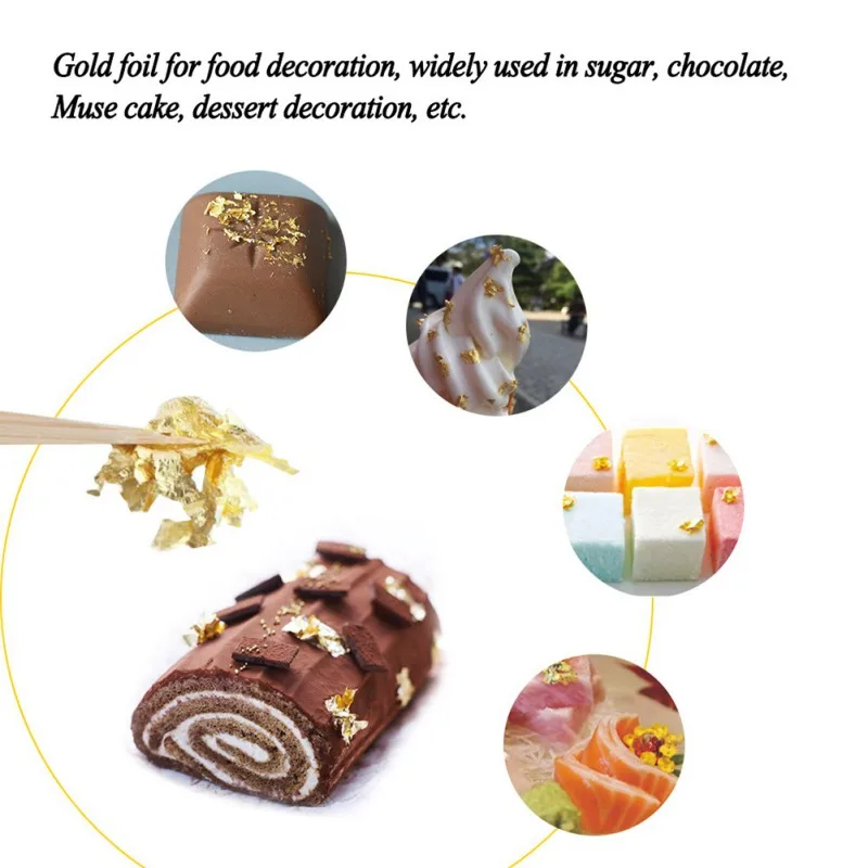 Dekoratív Ételek Szakács Művészetnek A Tortát Díszítő Eszközök Csokoládé Ehető Minőségű Valódi Arany Levél Schabin Pelyhek Kép 2