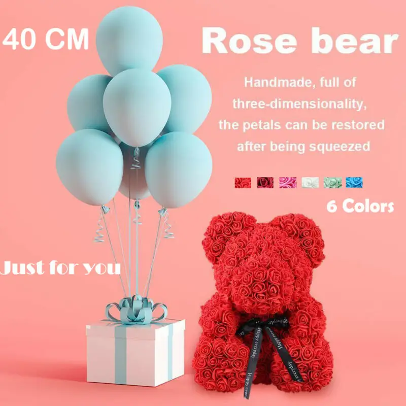 2020-ra az Új 40cm /25 CM-es Szív Nagy Piros Teddi Medve Rózsa Virág Mesterséges Dekoráció Karácsonyi Ajándékok Nőknek Valentin Ajándék Hajó Kép 2