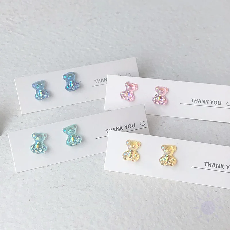 Rozsdamentes Acél Fülbevalók Divat Ékszerek 2021 Női Színes Maci Új, Aranyos Mini Candy Akril Fülbevaló Koreai Trend Fül-Klipek Kép 2