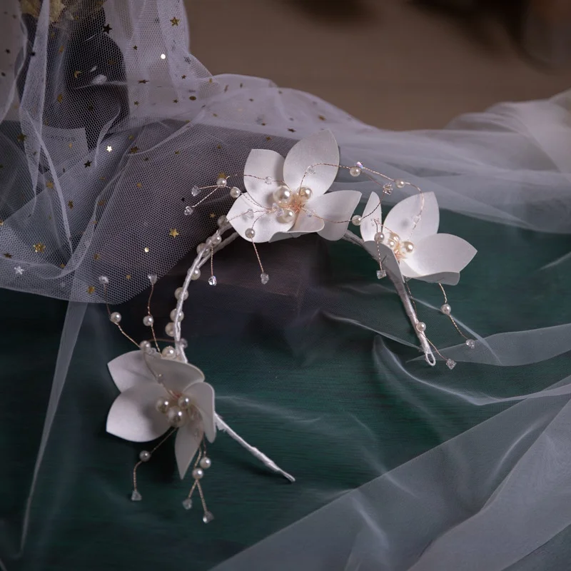 Új Menyasszonyi Haj Zenekar francia háromdimenziós Virág Gyöngyös Menyasszony Esküvői Kiegészítők Fascinators Esküvők Kép 2