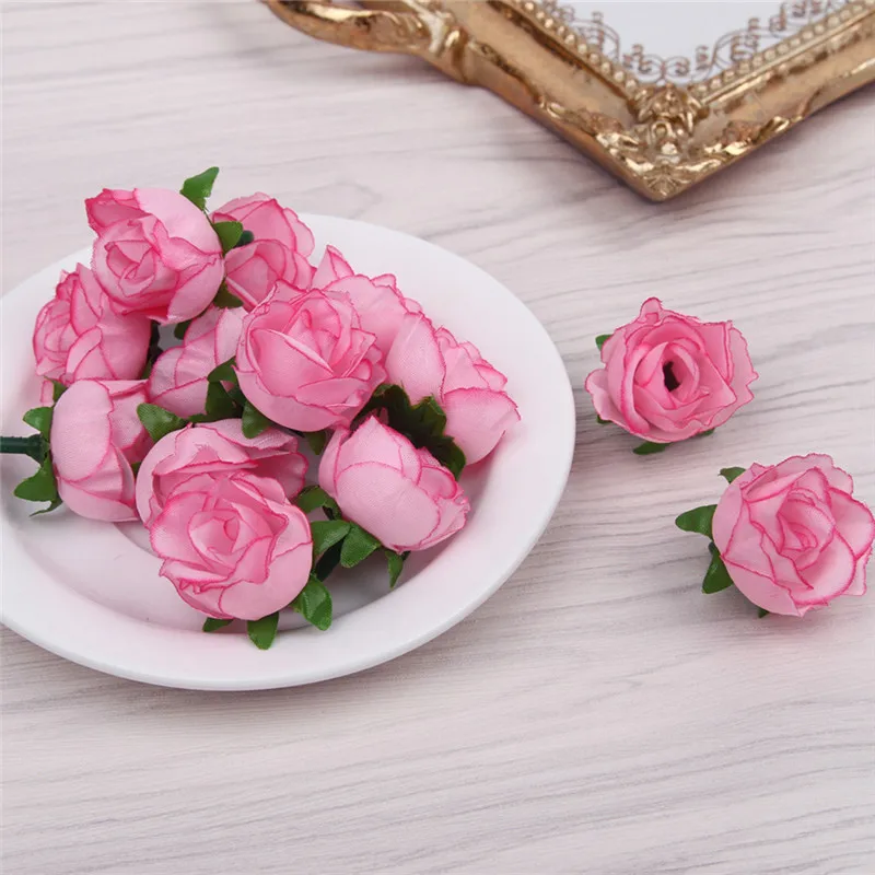 20 Db/sok 3Cm Mesterséges Selyem Virág Fejét Rose Esküvői Haza Party Dekoráció DIY Fejdísz Garland Hamis Virág Kép 2