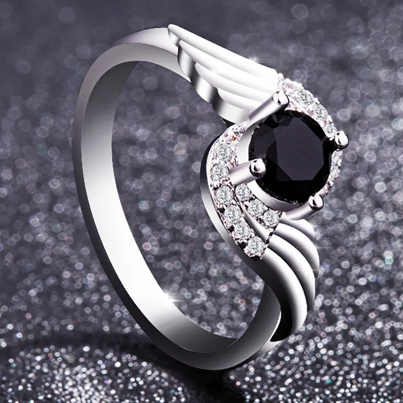 Egyedülálló Természeti Fekete Onyx Spinell Évfordulóján Gyűrű 925 Anillos Ezüst Gyűrű Kerek Vágott Kő Gyűrű Ékszer A Nők Kép 2
