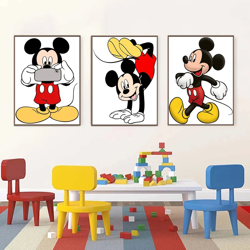 Disney Animációs Vászon Festmény Mickey and Minnie Rajzfilm Poszterek, Nyomatok, Wall Art Képet Gyerek Szoba, Otthon Dekoráció Kép 2